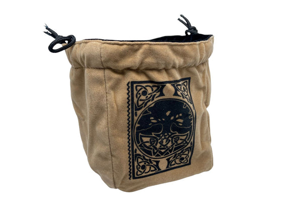 LIMITED EDITION: Black & Tan Spell Book Reversible Microfiber Self-Standing Large Dice Bag - Bards & Cards