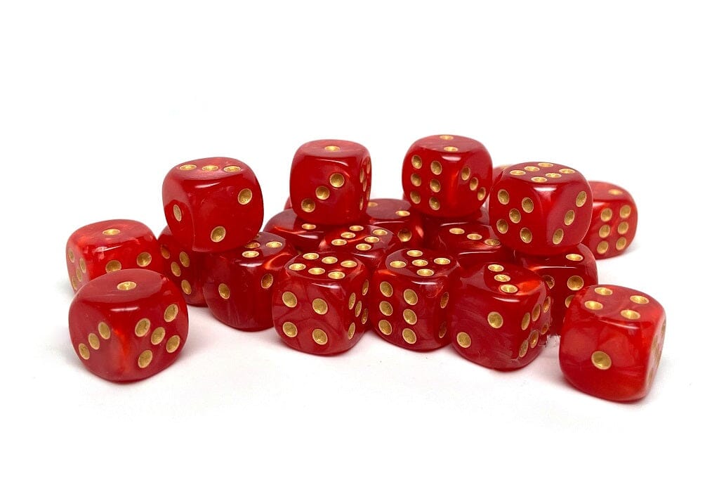 12mm D6 Dice - Crimson Marble - 25 Count Bag - Bards & Cards