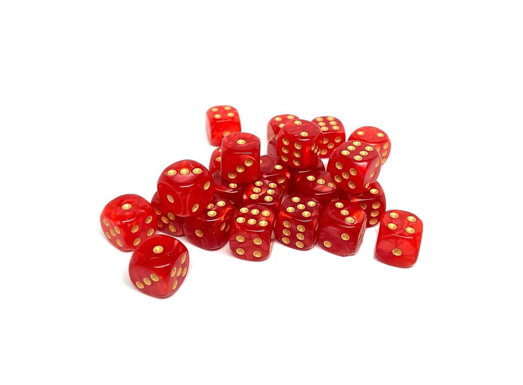 12mm D6 Dice - Crimson Marble - 25 Count Bag - Bards & Cards