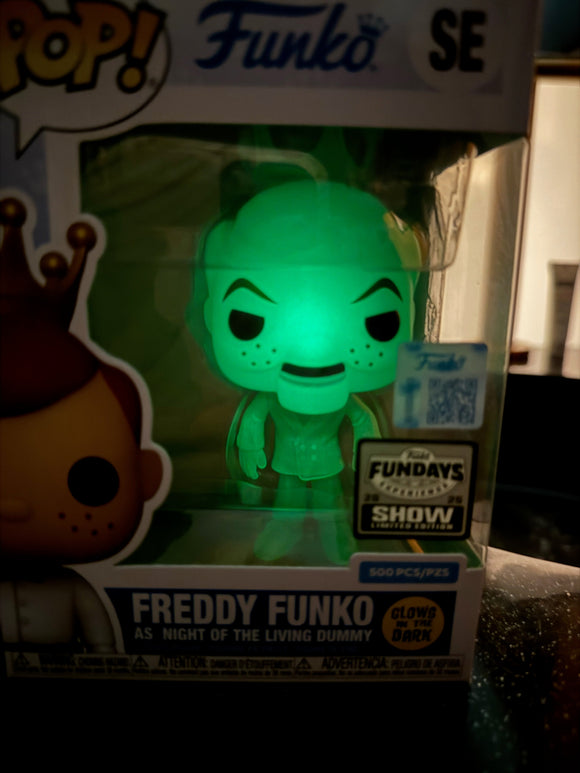 Funko Fundays Experience 2025: Pop! Originals R.L. STINE Freddy Funko as Night of the Living Dummy (Glow in the Dark) LE500 - Bards & Cards
