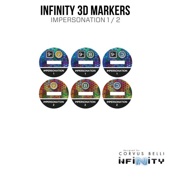 Infinity 3D Markers: Speculo Killer (2x 25mm Impersonation) - Bards & Cards