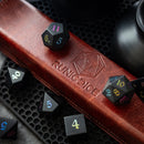 Inked Black Night Raised Obsidian Hand Carved Dice DND Set - Bards & Cards