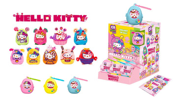 Fiesta: Cutie Beans Sanrio: Sweet Kaiju Hello Kitty - 1 Blind Plastic Egg with 3.5" Plush Clip - Bards & Cards