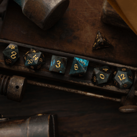 Labradorite Gemstone DND Dice Set - Bards & Cards