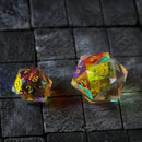 Large Dragon Egg Dichroic Glass D20 Gemstone Polyhedral Dice - Bards & Cards