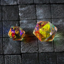 Large Dragon Egg Dichroic Glass D20 Gemstone Polyhedral Dice - Bards & Cards