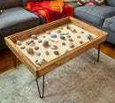 Rustic Display Table with removable glass top - 100% Made in the USA - Bards & Cards