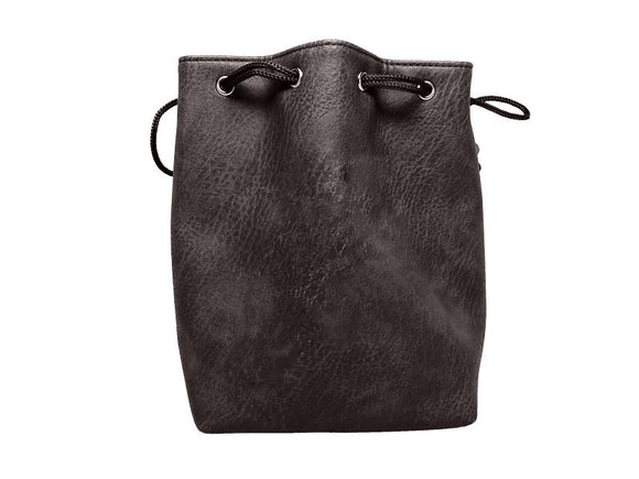 Black Leather Lite Self-Standing Large Dice Bag - No Print Design - Bards & Cards