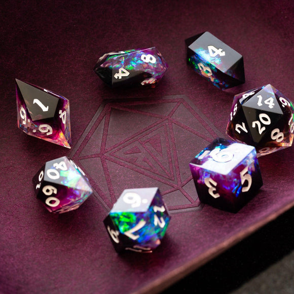 Lightning Handmade Resin DND Dice Set - Bards & Cards