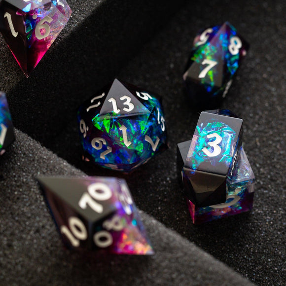 Lightning Handmade Resin DND Dice Set - Bards & Cards