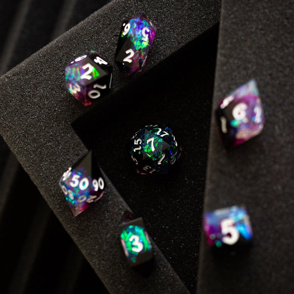 Lightning Handmade Resin DND Dice Set - Bards & Cards