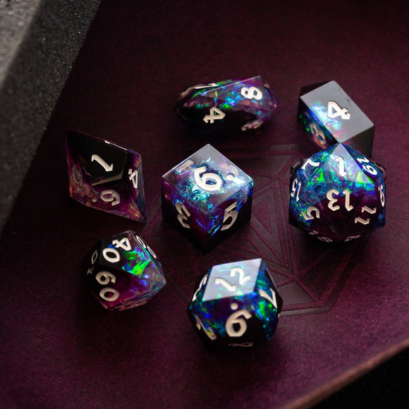 Lightning Handmade Resin DND Dice Set - Bards & Cards
