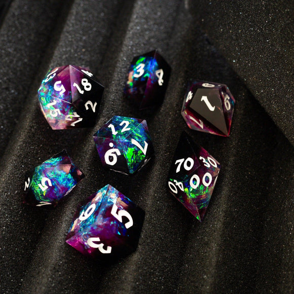 Lightning Handmade Resin DND Dice Set - Bards & Cards