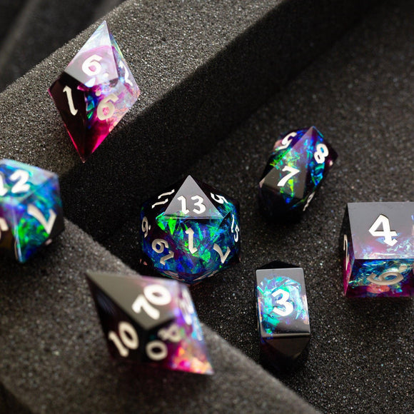 Lightning Handmade Resin DND Dice Set - Bards & Cards