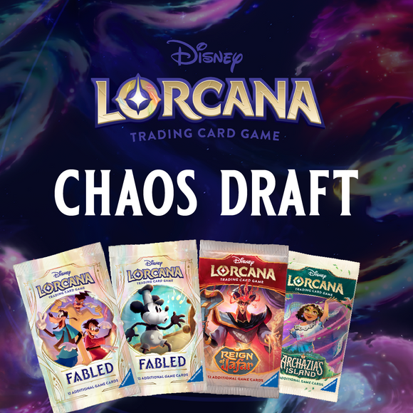 Tue 09/16/2025, 6 pm – Lorcana Chaos Draft: Colors of the Wind - Bards & Cards