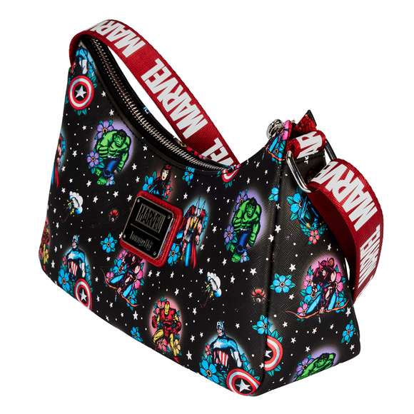 Loungefly: Marvel - Avengers Tattoo Shoulder Bag - Bards & Cards