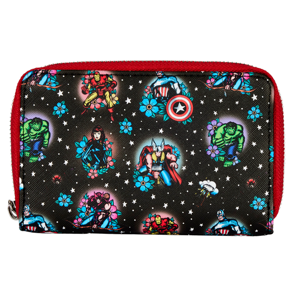 Loungefly: Marvel - Avengers Tattoo Zip Around Wallet - Bards & Cards