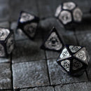 Mage Fury Blue Sandstone Silver Font Gemstone DND Dice Set - Bards & Cards
