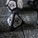 Mage Fury Blue Sandstone Silver Font Gemstone DND Dice Set - Bards & Cards