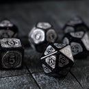 Mage Fury Blue Sandstone Silver Font Gemstone DND Dice Set - Bards & Cards