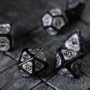 Mage Fury Blue Sandstone Silver Font Gemstone DND Dice Set - Bards & Cards
