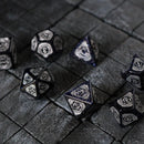 Mage Fury Blue Sandstone Silver Font Gemstone DND Dice Set - Bards & Cards
