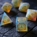 Mage Fury Gemstone Opalite Hand Carved DND Dice Set - Bards & Cards