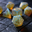 Mage Fury Gemstone Opalite Hand Carved DND Dice Set - Bards & Cards
