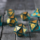 Mana Potion Blue Zircon Glass DND Dice Set - Bards & Cards