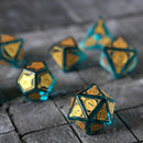 Mana Potion Blue Zircon Glass DND Dice Set - Bards & Cards