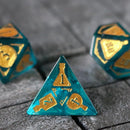 Mana Potion Blue Zircon Glass DND Dice Set - Bards & Cards