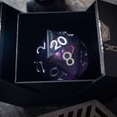 Massive Black Rainbow Glitter Liquid Core 95MM Chonk Handmade Resin Dice And Box - Bards & Cards