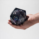 Massive Black Rainbow Glitter Liquid Core 95MM Chonk Handmade Resin Dice And Box - Bards & Cards