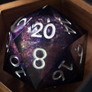 Massive Black Rainbow Glitter Liquid Core 95MM Chonk Handmade Resin Dice And Box - Bards & Cards