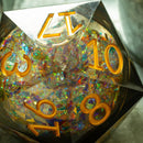 Massive Dark Black And Foil Liquid Core 95MM Chonk Handmade Resin Dice And Box - Bards & Cards