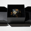Massive Dark Black And Foil Liquid Core 95MM Chonk Handmade Resin Dice And Box - Bards & Cards