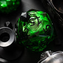 Massive Green Skull Liquid Core 95MM Chonk Handmade Resin Dice And Box - Bards & Cards
