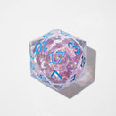 Massive Pastel Pink Baby Blue Glitter Liquid Core 95MM Chonk Handmade Resin Dice And Box - Bards & Cards