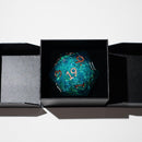 Massive Sea Green Teal Liquid Core 95MM Chonk Handmade Resin Dice And Box - Bards & Cards