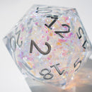 Massive Silver And Foil Liquid Core 95MM Chonk Handmade Resin Dice And Box - Bards & Cards