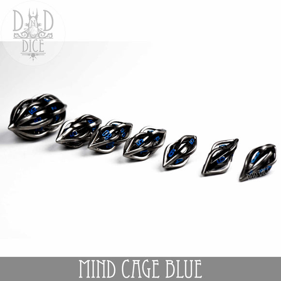 Mind Cage Blue - Metal Dice Set (Gift Box) - Bards & Cards
