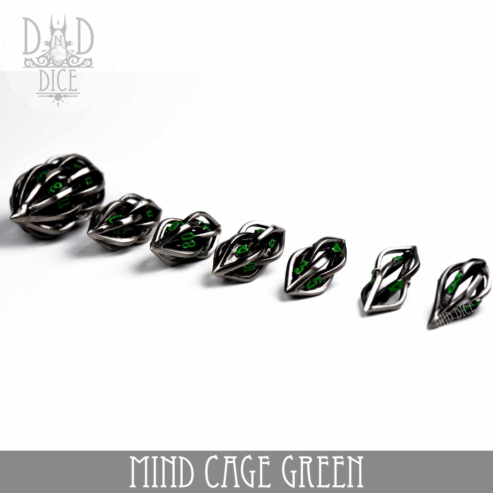 Mind Cage Green - Metal Dice Set (Gift Box) - Bards & Cards