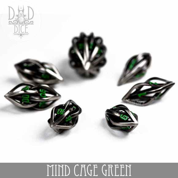 Mind Cage Green - Metal Dice Set (Gift Box) - Bards & Cards