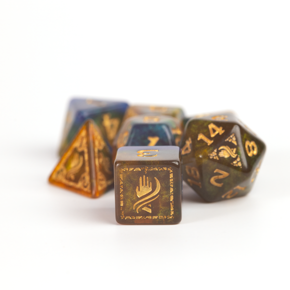 D&D Adventure Dice Set - Monk Edition | Blue/Gold 12pc Collection - Bards & Cards