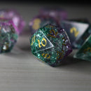 Moon Gate Purple Forge Fire Glass DND Dice Set - Bards & Cards
