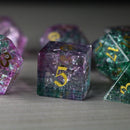 Moon Gate Purple Forge Fire Glass DND Dice Set - Bards & Cards