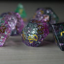 Moon Gate Purple Forge Fire Glass DND Dice Set - Bards & Cards