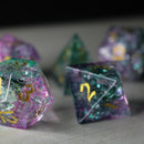 Moon Gate Purple Forge Fire Glass DND Dice Set - Bards & Cards