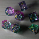 Moon Gate Purple Forge Fire Glass DND Dice Set - Bards & Cards