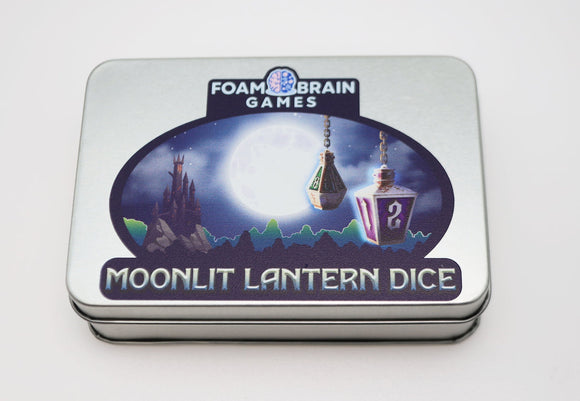 Moonlit Lantern: Midnight Frostfire - Metal RPG Dice Set - Bards & Cards